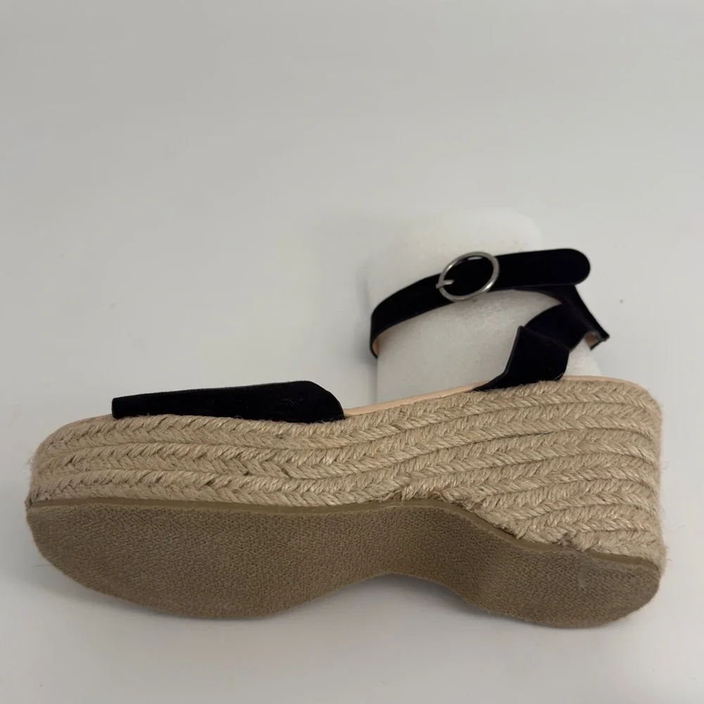 Elyse Black Suede Platform Espadrille Sandals‎